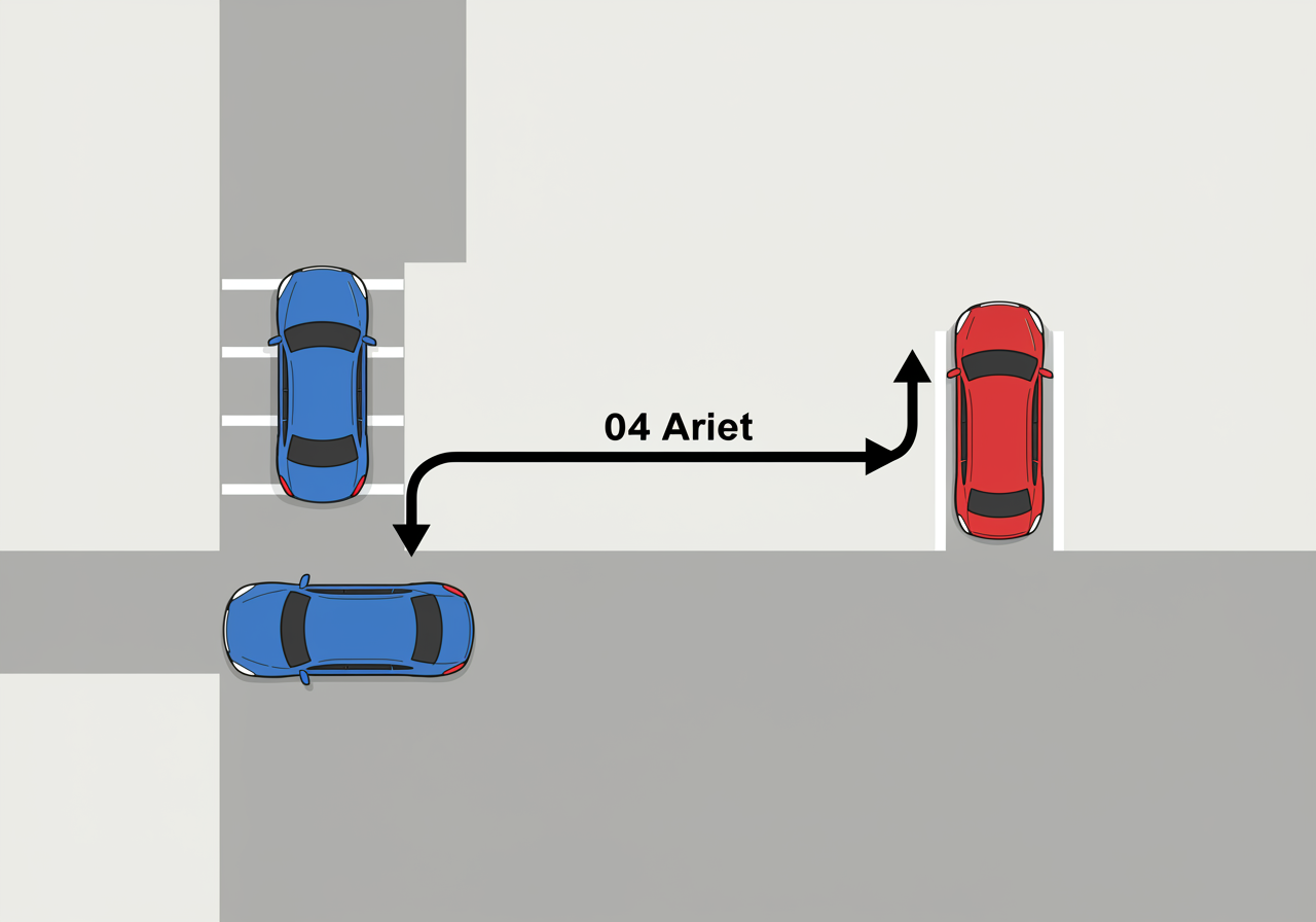 通路進行車vs駐車区画への進入車の図解