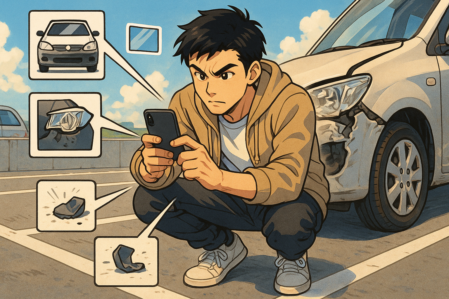 スマホで証拠を集める主人公